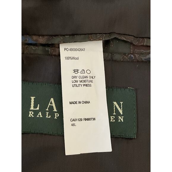 Polo Ralph Lauren  46L Houndstooth 100% Wool 2 Button Blazer Jacket - Picture 4 of 15